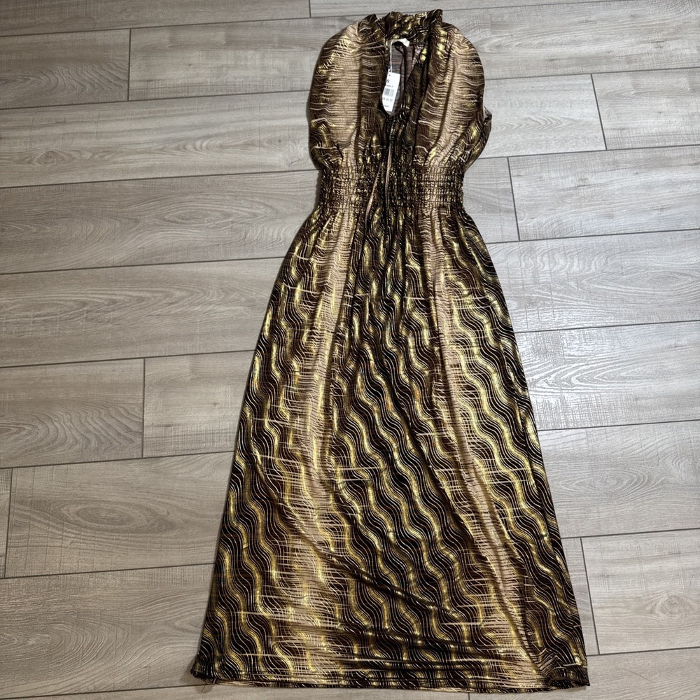 NWT Seven Islands Sleeveless maxi dress Womens S Brown Gold Animal Print Resort - Picture 14 of 16